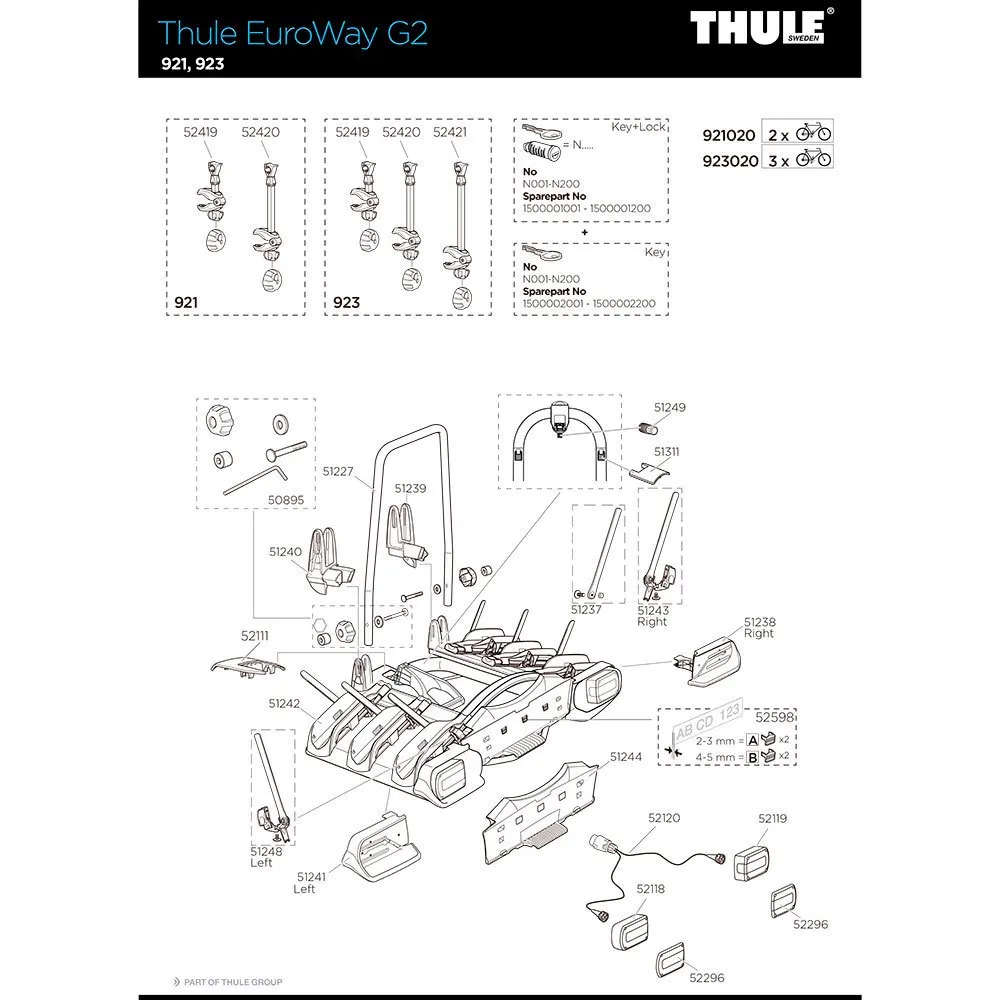 Thule Euroway G2 921/923 Short Bike Arm Ersatzteil, Black, One Size Thule Euroway G2 921/923 Short Bike Arm Ersatzteil, Black, One Size