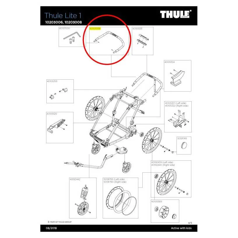 Thule Handlebar Single Sport 1 Ersatzteil, Black, One Size