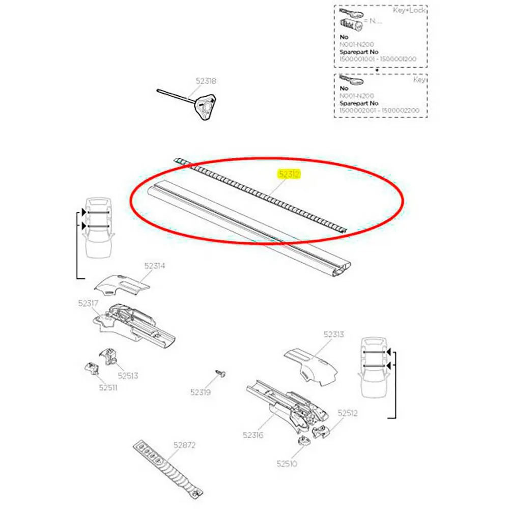 Thule Rubber Wingbar Edge Ersatzteil, Black, 980mm Thule Rubber Wingbar Edge Ersatzteil, Black, 980mm