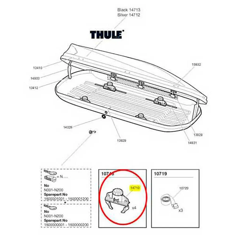 Thule Touring Fastclick Roof Box Clamp Ersatzteil, Black, One Size Thule Touring Fastclick Roof Box Clamp Ersatzteil, Black, One Size