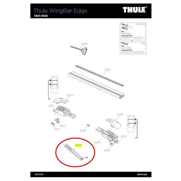 Thule Wingbar Edge Strap Bars Ersatzteil, Black, One Size Thule Wingbar Edge Strap Bars Ersatzteil, Black, One Size