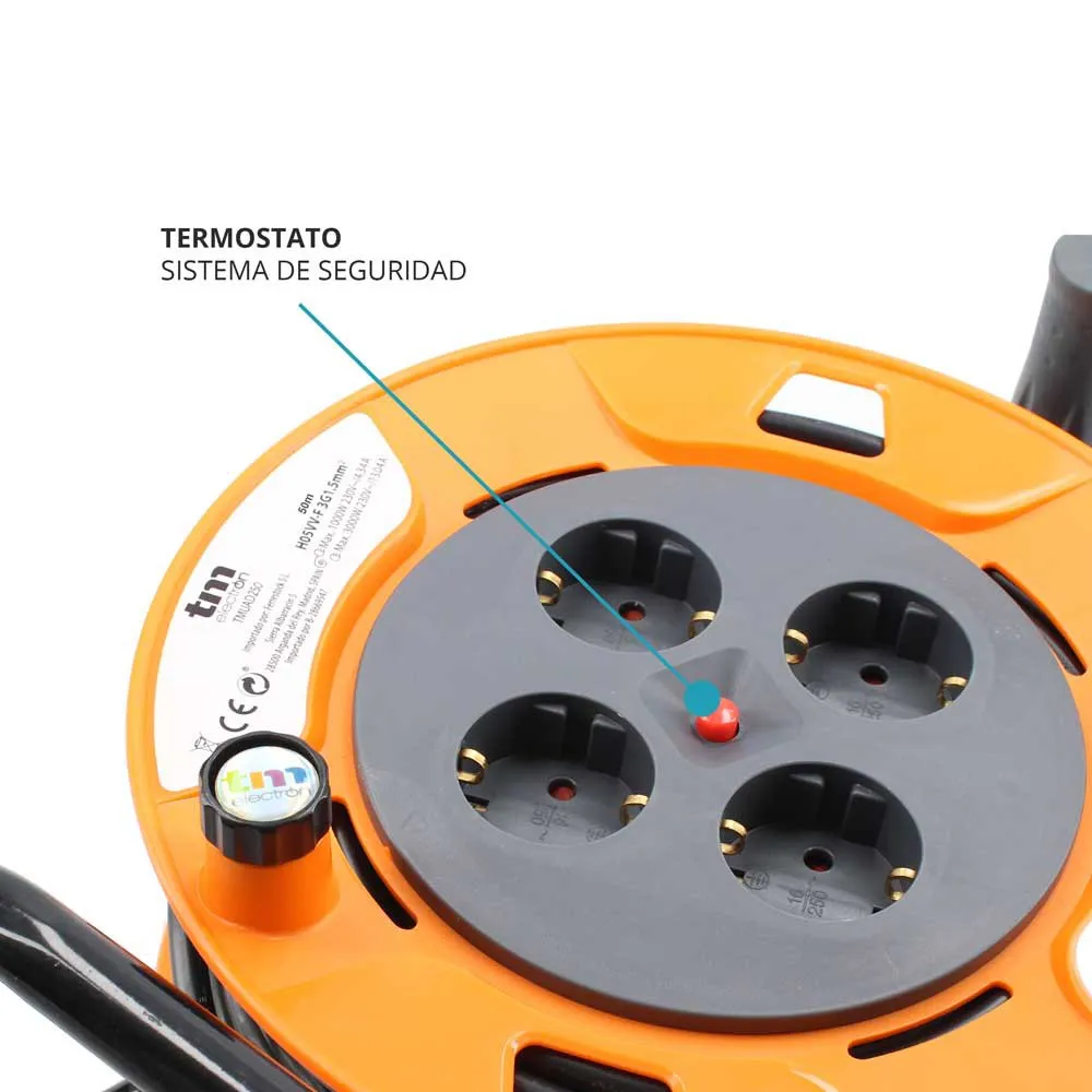 Tm Electron Tmuad250 4 Outlets 50 M Kabeltrommel, Orange, One Size Tm Electron Tmuad250 4 Outlets 50 M Kabeltrommel, Orange, One Size