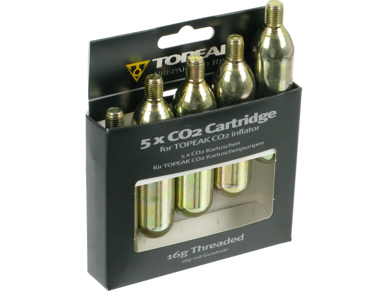 Topeak CO2 Ersatzkartuschen mit Gewinde 5er Set, One_size Topeak CO2 Ersatzkartuschen mit Gewinde 5er Set, One_size