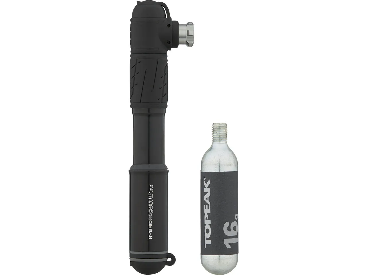 Topeak HybridRocket HP Mini Minipumpe mit CO2-Inflator, Schwarz, one_size Topeak HybridRocket HP Mini Minipumpe mit CO2-Inflator, Schwarz, one_size