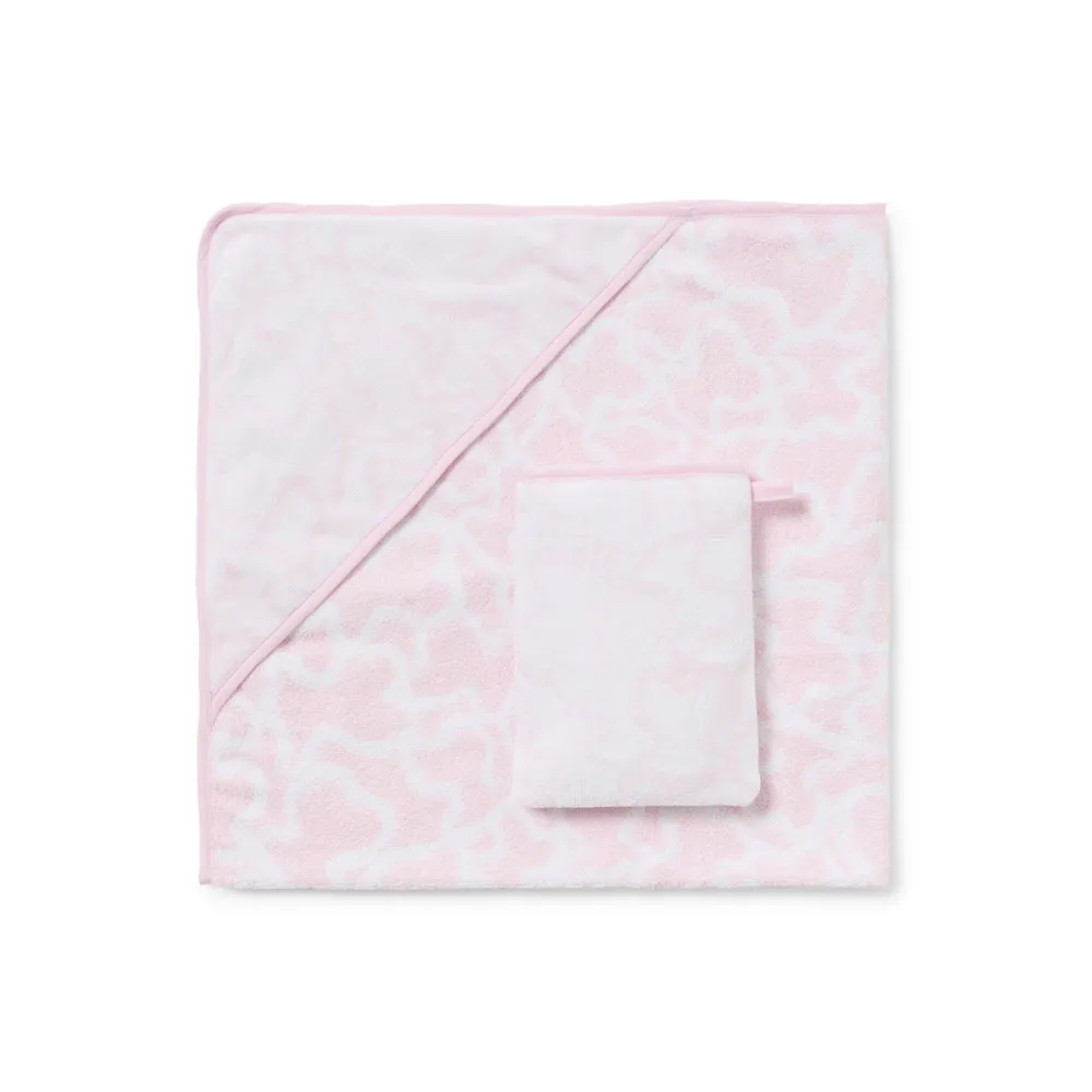 Tous Russisches Handtuch + Waschlappen, Pink, One Size Tous Russisches Handtuch + Waschlappen, Pink, One Size