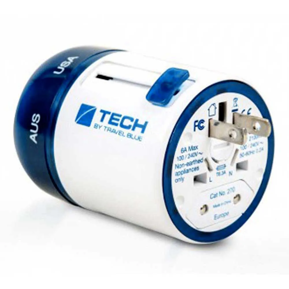 Travel Blue Twist & Slide+2 Usb Plug Adapter, White / blue, One Size Travel Blue Twist & Slide+2 Usb Plug Adapter, White / blue, One Size