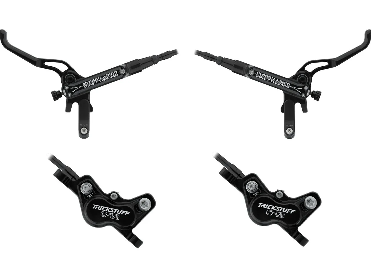 Trickstuff Direttissima v+h Set Scheibenbremse, Schwarz, Satz (VR + HR) Trickstuff Direttissima v+h Set Scheibenbremse, Schwarz, Satz (VR + HR)