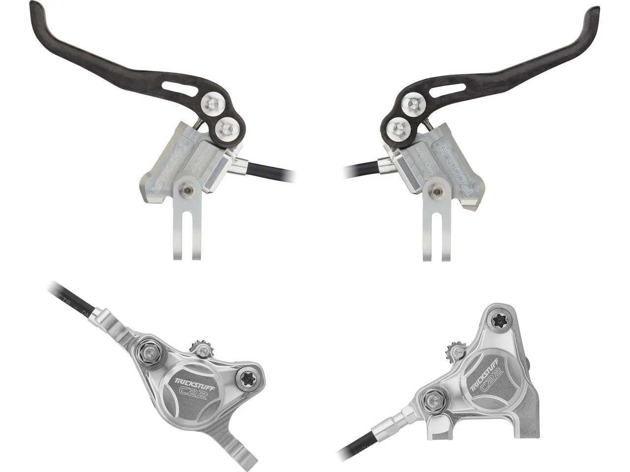 Trickstuff Piccola Carbon v+h Set Scheibenbremse Flatmount / Postmount, Grau