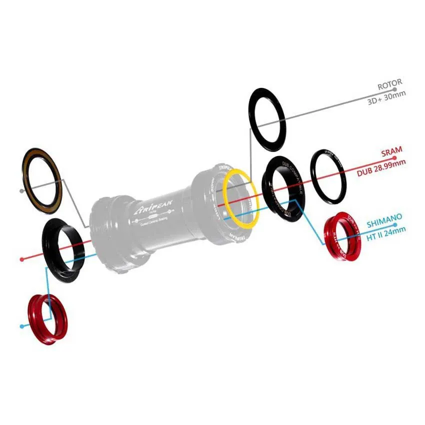 Tripeak Twist Fit Bb30 Shimano/sram Dub/rotor 3d Steel Lagerschalen, Black, 68/73mm Tripeak Twist Fit Bb30 Shimano/sram Dub/rotor 3d Steel Lagerschalen, Black, 68/73mm
