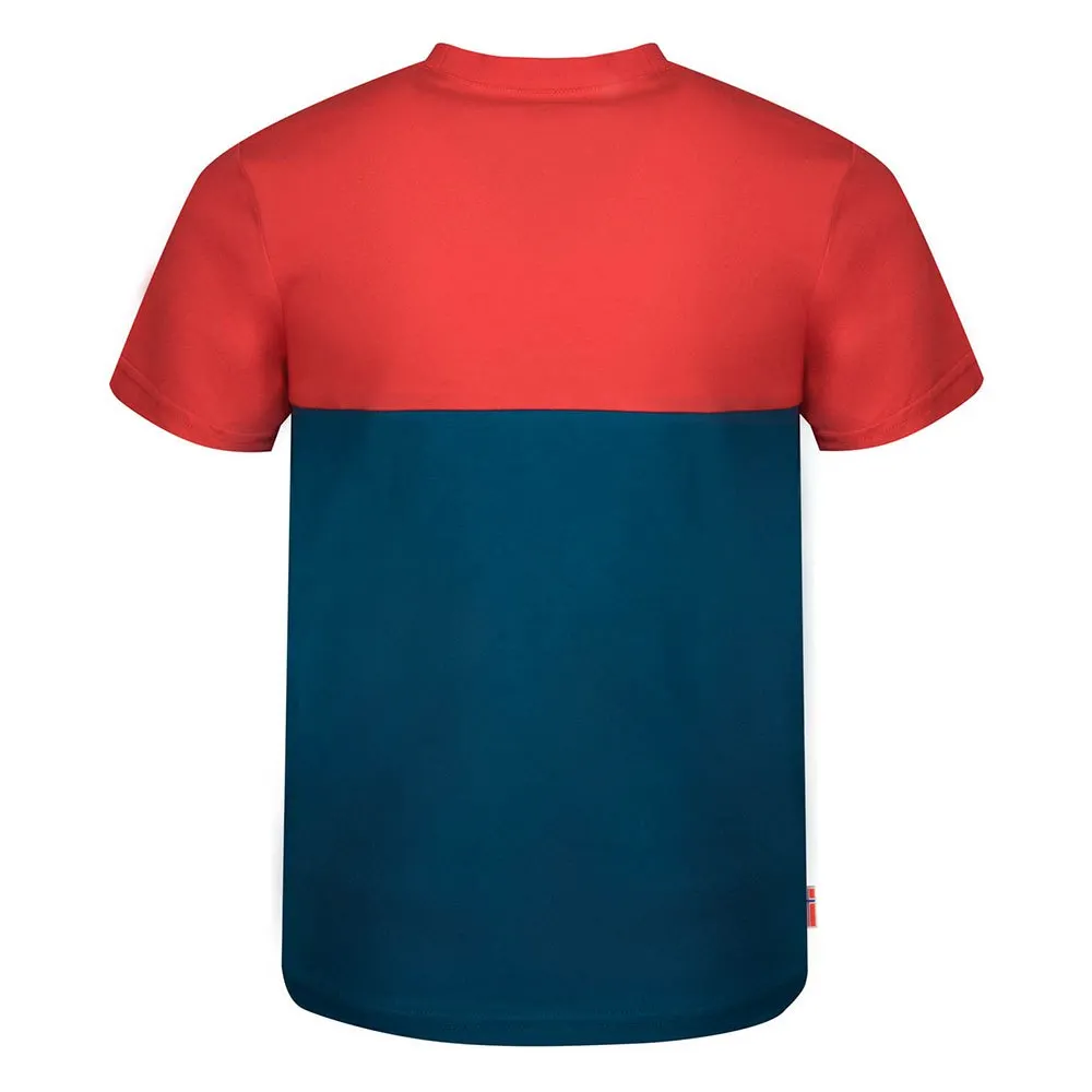 Trollkids Bergen Kurzarm-t-shirt, Petrol / spicy red, 176cm