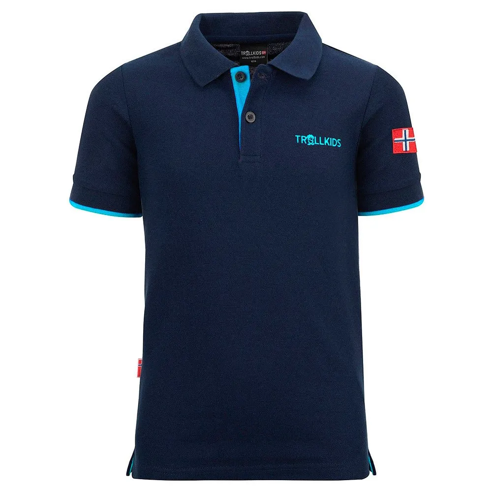 Trollkids Bergen Xt Kurzarm-poloshirt, Navy / light blue, 164cm Trollkids Bergen Xt Kurzarm-poloshirt, Navy / light blue, 164cm