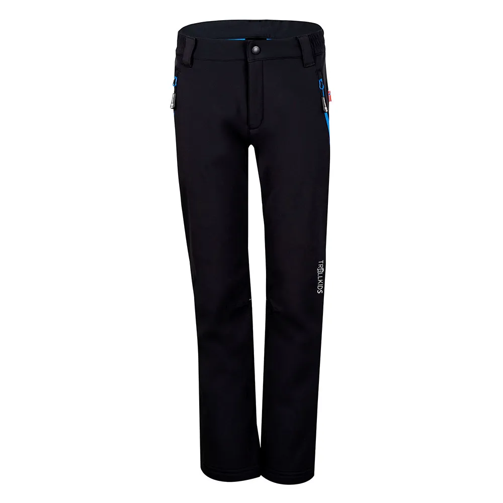 Trollkids Fjell Softshell Hosen Refurbished, Black / medium blue, 152cm Trollkids Fjell Softshell Hosen Refurbished, Black / medium blue, 152cm