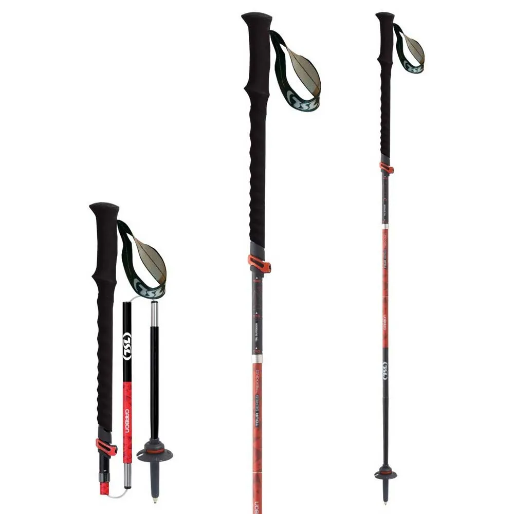 Tsl Outdoor Tour Carbon 5 Cross Twist Stöcke, Black / red, 110-130cm Tsl Outdoor Tour Carbon 5 Cross Twist Stöcke, Black / red, 110-130cm