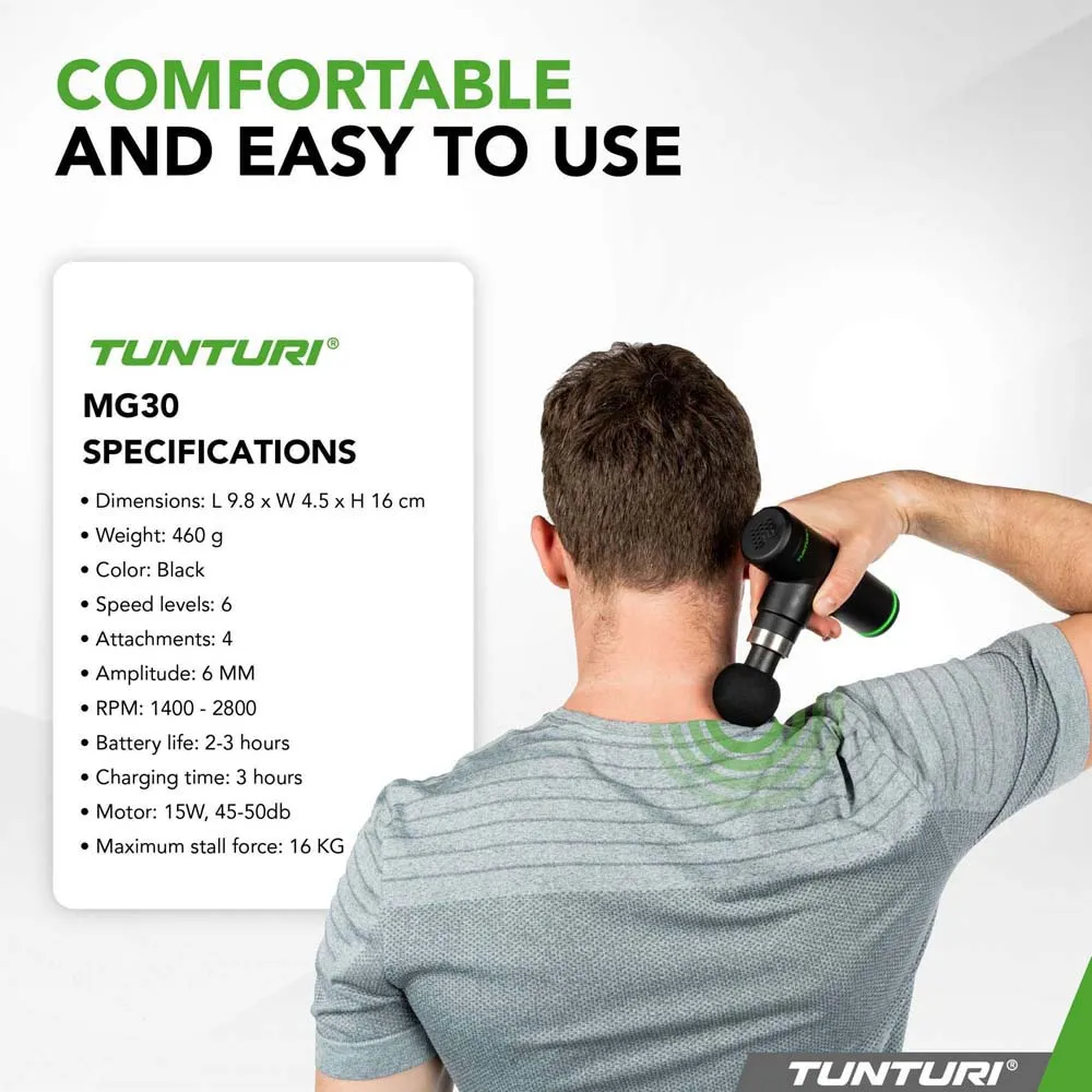 Tunturi Mg30 Massagepistole, Black, One Size