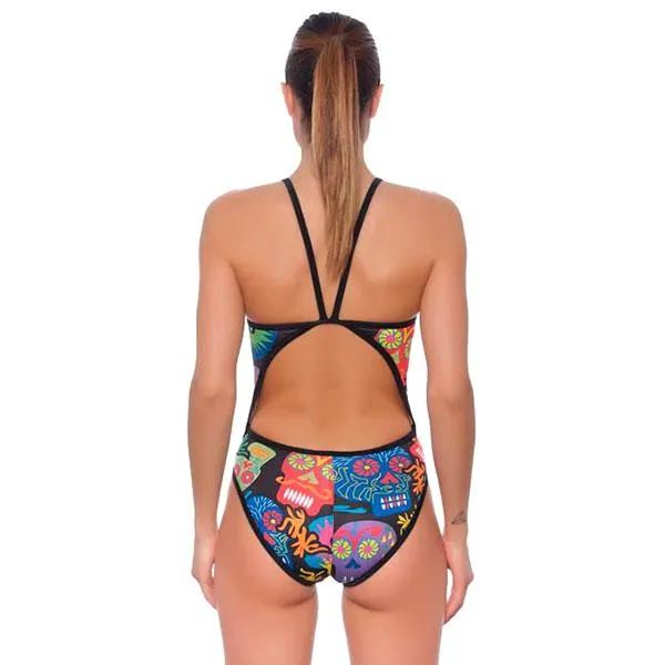 Turbo Haloween Skulls Badeanzug Mit Dünnen Trägern female, Multicolor, 7-8Y
