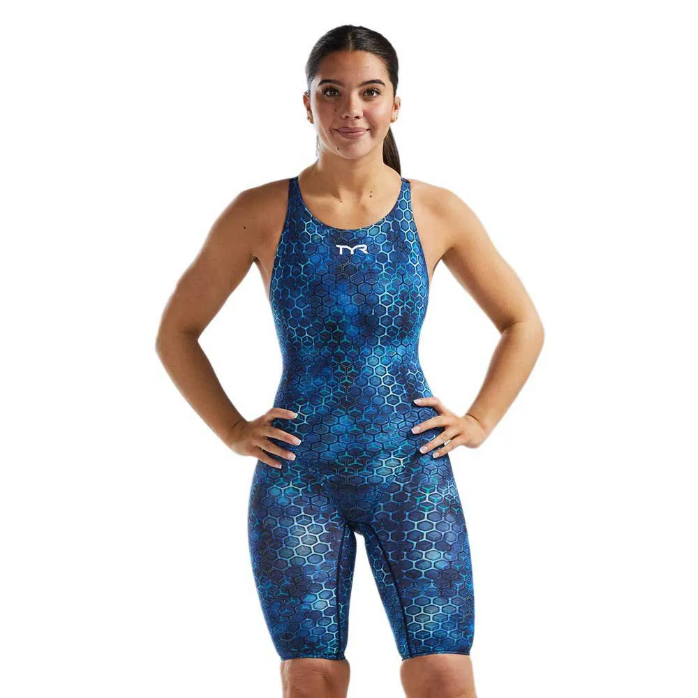 TYR Thresher Akurra Offener Rücken Wettkampfbadeanzug Refurbished female, Blue, 24