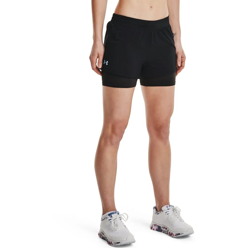 Under Armour 2 In 1 Iso Chill Run Kurze Leggings female, Black / black
