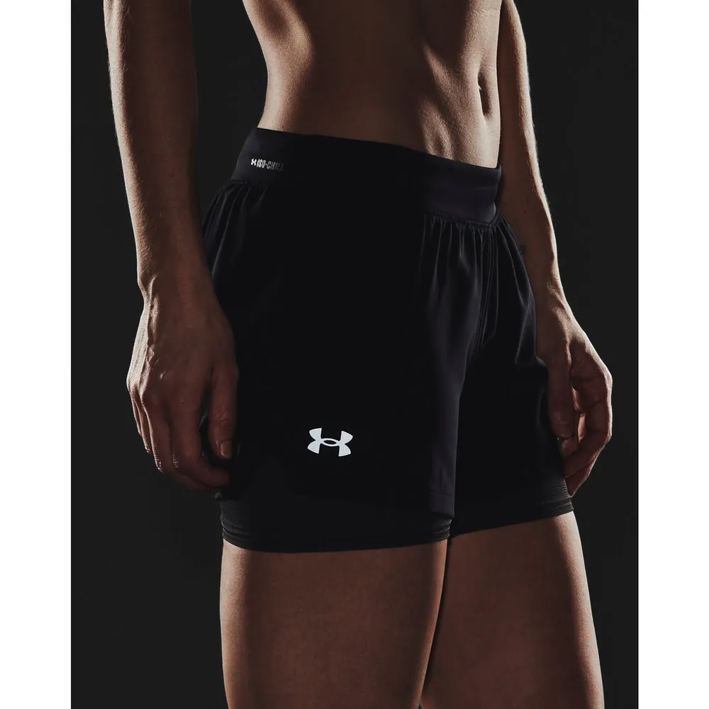 Under Armour 2 In 1 Iso Chill Run Kurze Leggings female, Black / black