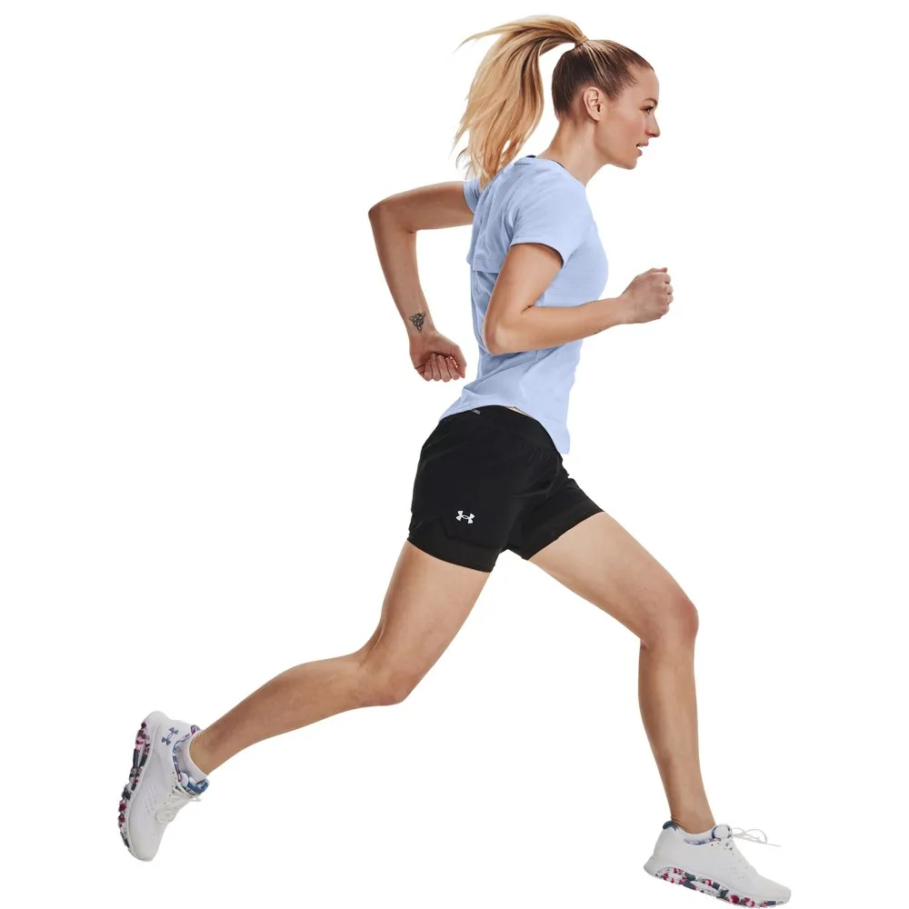 Under Armour 2 In 1 Iso Chill Run Kurze Leggings female, Black / black