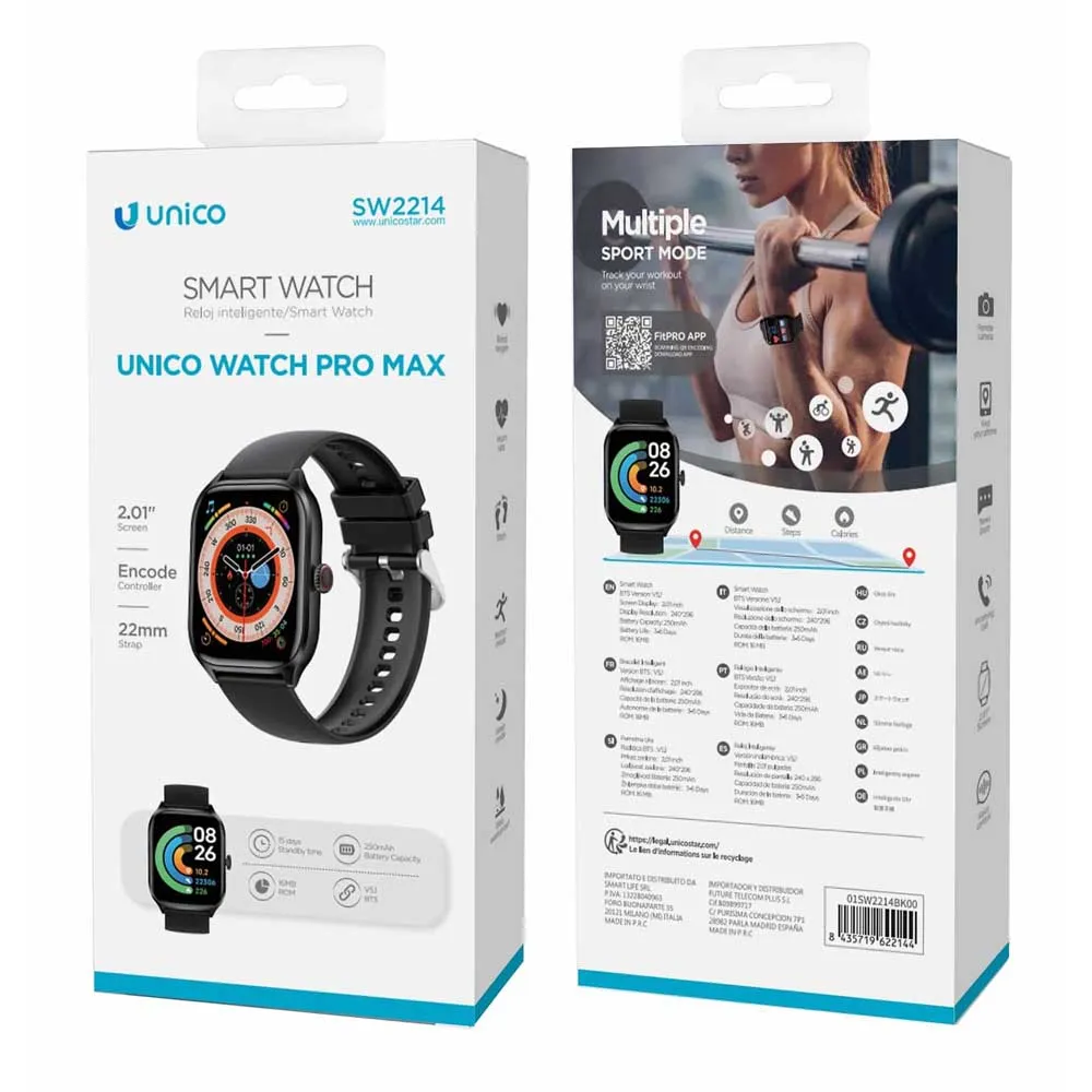 Unico Fitpro Ce 2.01´´ Smartwatch, Black Unico Fitpro Ce 2.01´´ Smartwatch, Black