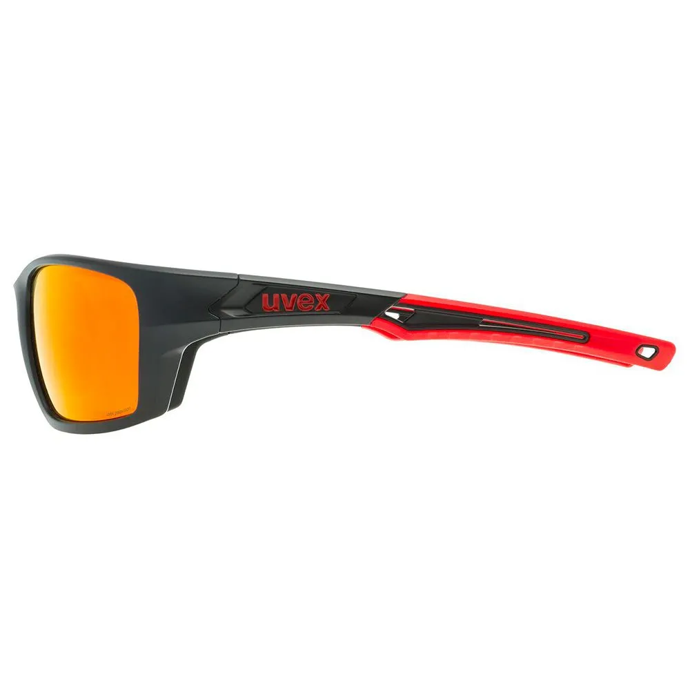 Uvex Sportstyle 232 Polarvision Verspiegelte Polarisierte Sonnenbrille, Black matte / red, Mirror Red/CAT3