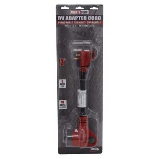 Valterra Mighty Cord Dogbone Standard Steckeradapter 30.48 Cm, Black / red, Stecker 15A/Mutter 30A Valterra Mighty Cord Dogbone Standard Steckeradapter 30.48 Cm, Black / red, Stecker 15A/Mutter 30A