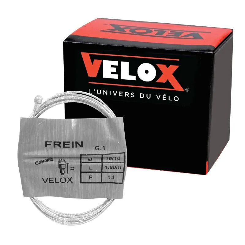 VELOX Box von 25 Bremszügen Fahrrad-Straße-City Galva 1.8 Unisex, silber, Ø15/Ø10mm x 1.80m VELOX Box von 25 Bremszügen Fahrrad-Straße-City Galva 1.8 Unisex, silber, Ø15/Ø10mm x 1.80m