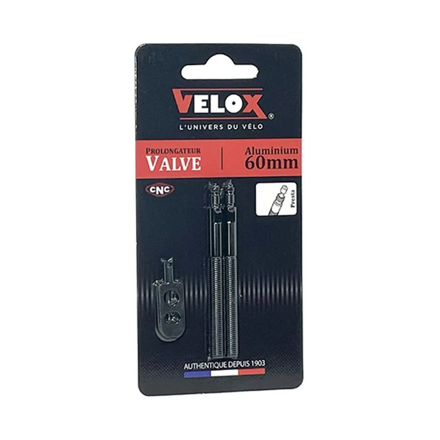 VELOX Halbgewundene Ventilverlängerungen (x2) Unisex, schwarz, 60mm VELOX Halbgewundene Ventilverlängerungen (x2) Unisex, schwarz, 60mm