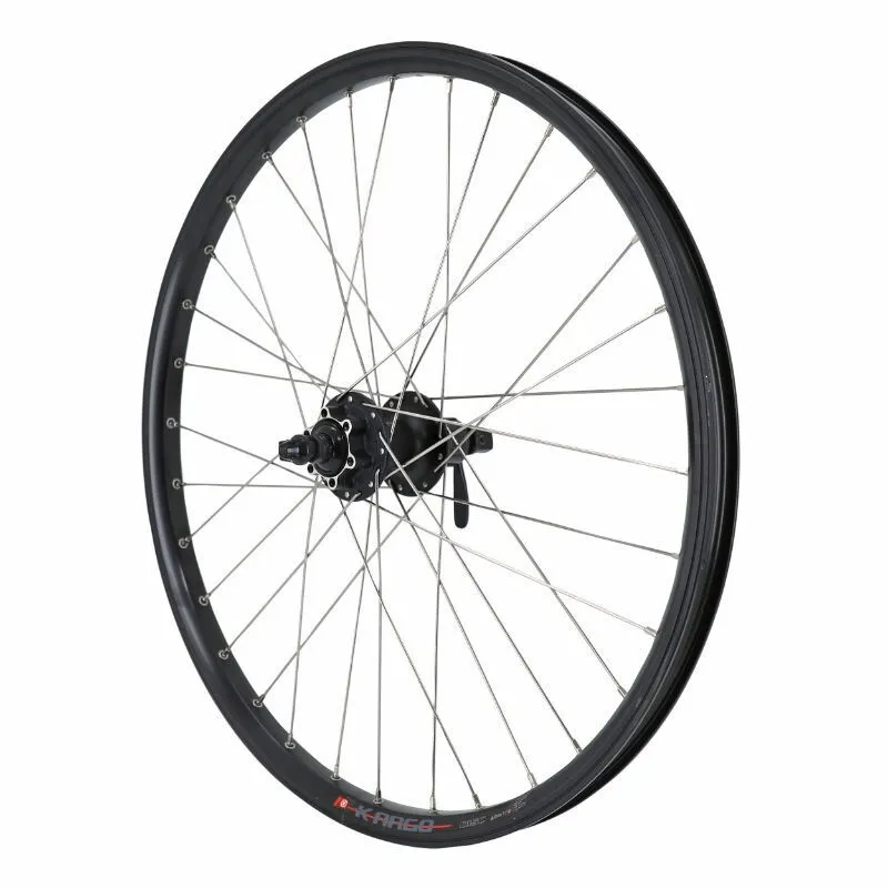 VELOX Laufrad- e-Bike Hinterrad doppelwandig mit Ösen Nabe Kassette 6 Loch Blockierung (verstärkt) Felge Speichen Edelstahl Kargo Disc V-Brake Shimano M475 Disc 25C 32 Unisex, schwarz, 10/9/8 Geschwindigkeiten