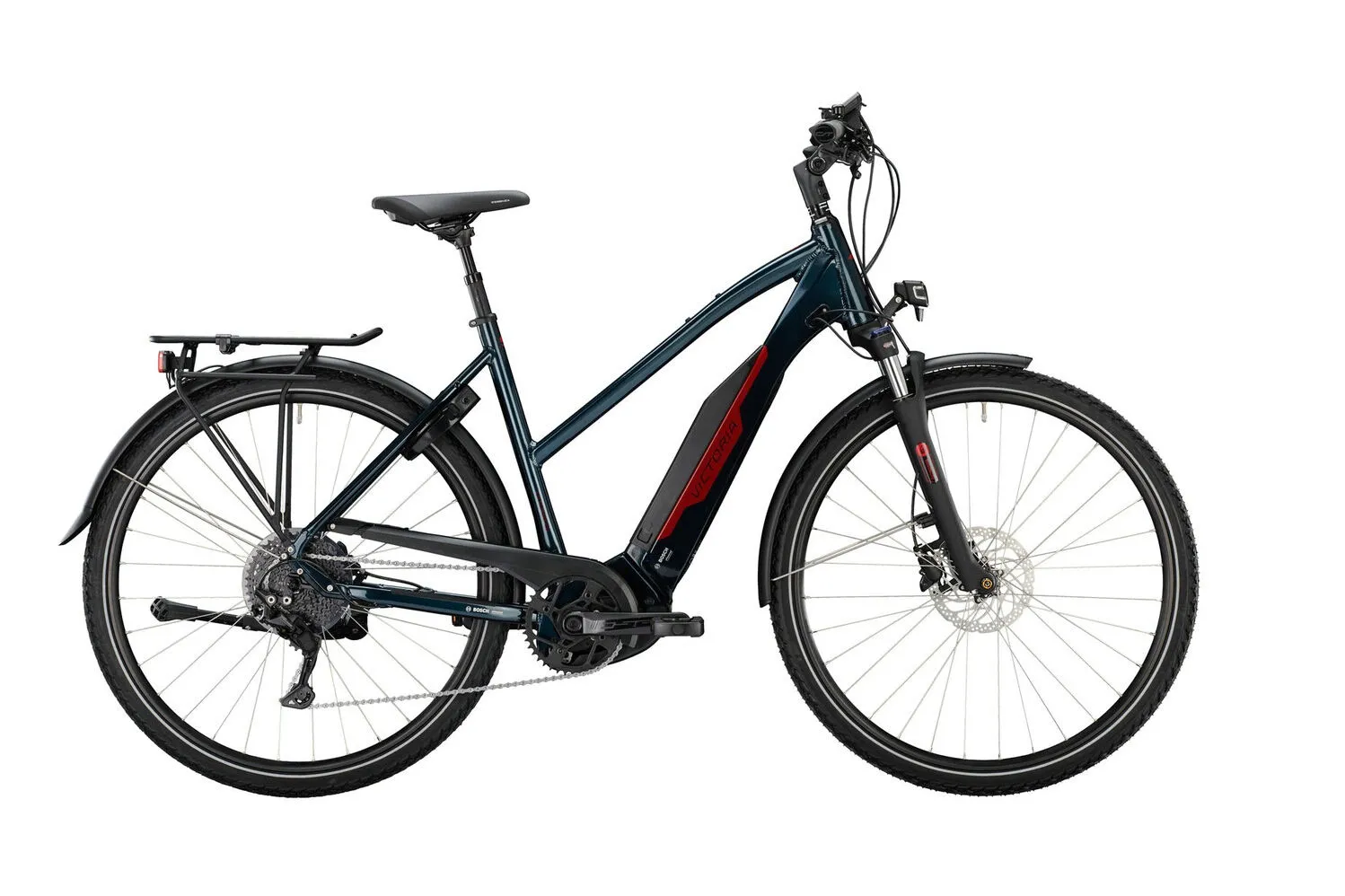 Victoria eTrekking 10.8 Dark Night 28" 500 Wh Trapez, Dunkelblau, 48cm Victoria eTrekking 10.8 Dark Night 28" 500 Wh Trapez, Dunkelblau, 48cm