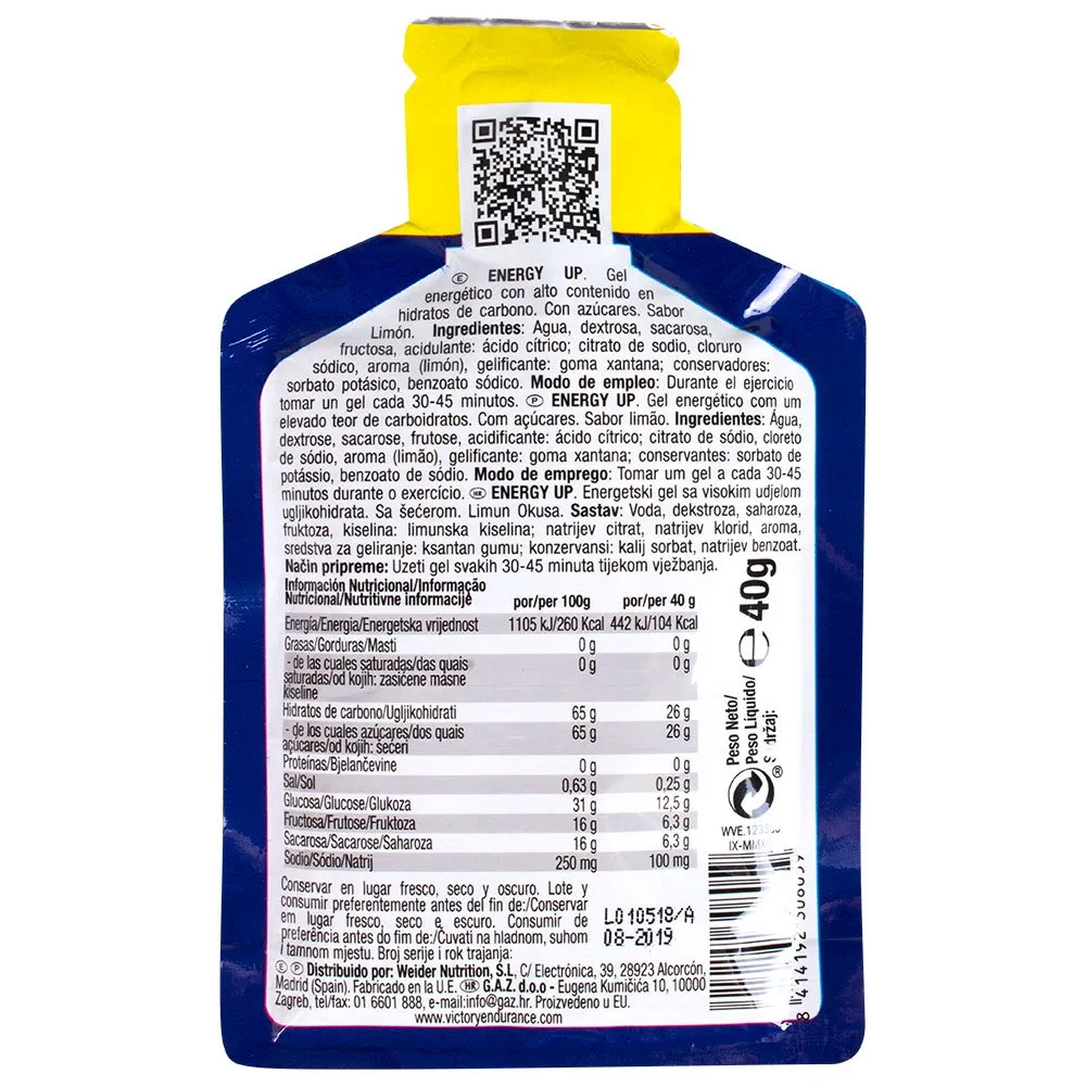 Victory Endurance Up Schachtel Mit Energiegelen Zitrone 40g 24 Einheiten, Lemon, One Size Victory Endurance Up Schachtel Mit Energiegelen Zitrone 40g 24 Einheiten, Lemon, One Size
