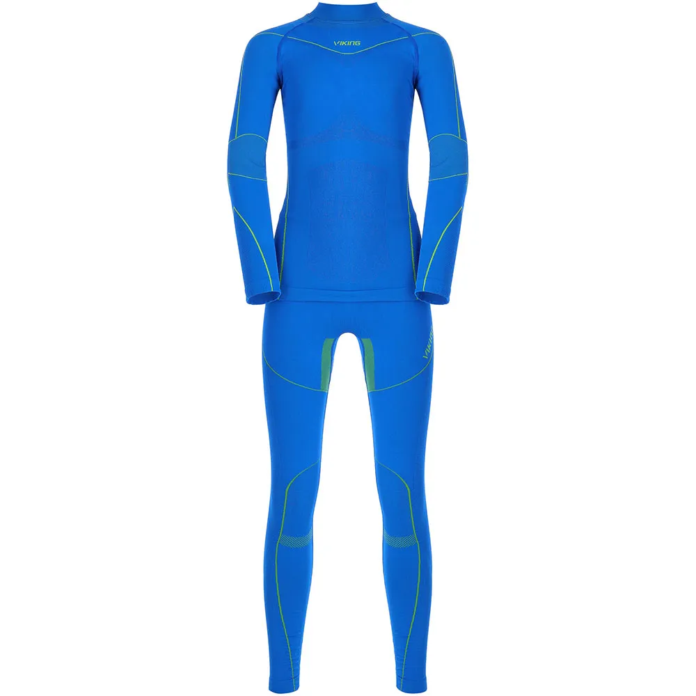 Viking Fliper Funktionsunterwäsche-set, Blue / yellow, 128-140cm