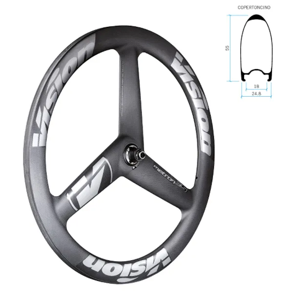 Vision Metron A9 Cl Disc Tubular Qr 3 Spoke Rennrad-vorderrad, Black, 12 x 100mm