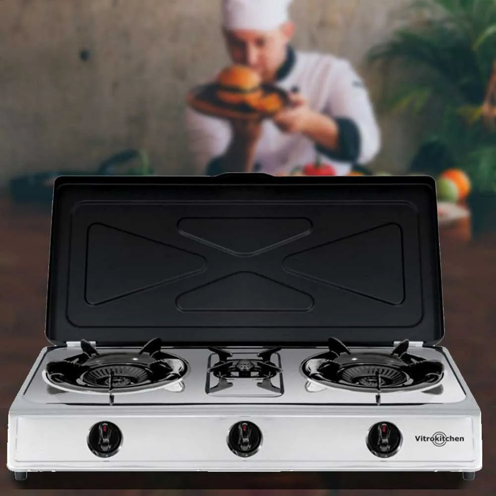 Vitrokitchen 360ib Gaskocher Campingküche 3 Brennern, White / black, One Size Vitrokitchen 360ib Gaskocher Campingküche 3 Brennern, White / black, One Size