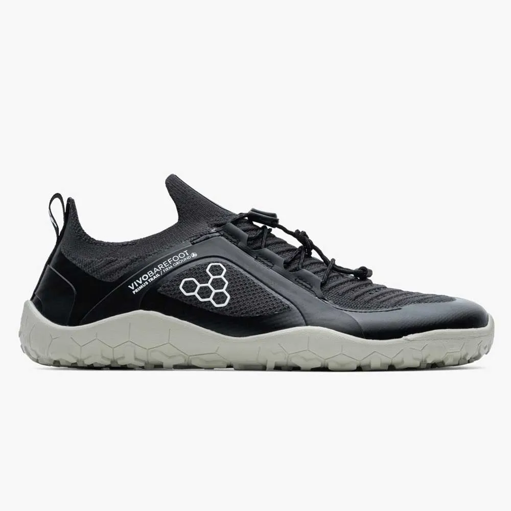 Vivobarefoot Primus Trail Knit Fg Barefoot Trailrunning-schuhe Refurbished male, Obsidian/sandstone