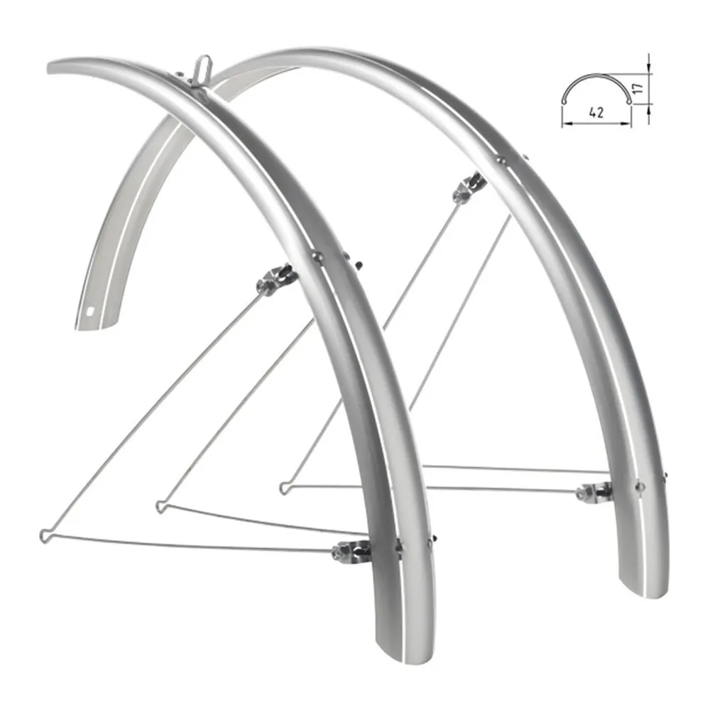 Wag Crsitina 28´´ X 42 Mm Schutzblech-set, Silver, 28" Wag Crsitina 28´´ X 42 Mm Schutzblech-set, Silver, 28"