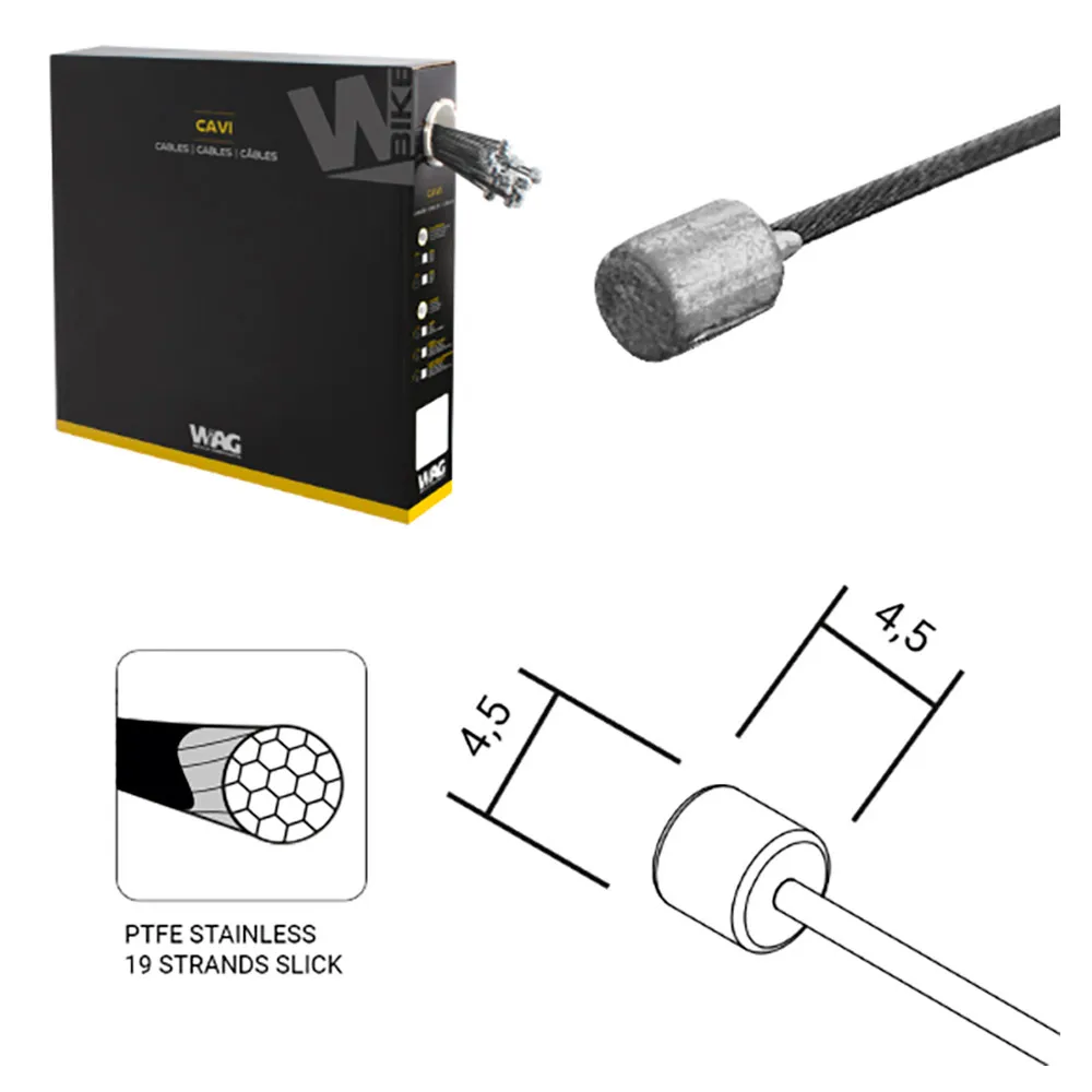 Wag Shimano Teflon 1.1 X 2000 Mm Schaltzug 100 Einheiten, Steel, One Size