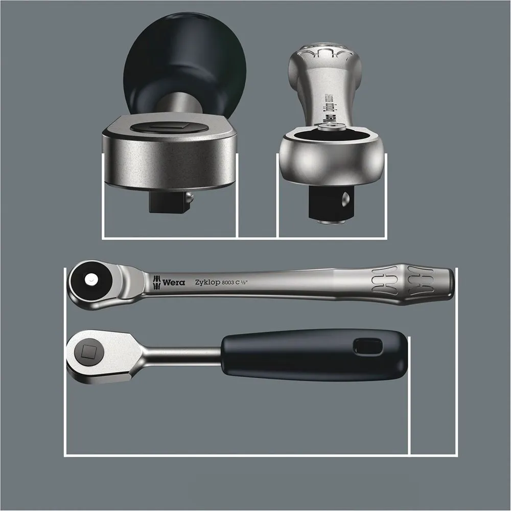 Wera 8100 Sa 7 Zyklop Metall-ratschensatz Mit Vierkantdurchsteckung, Silver, One Size
