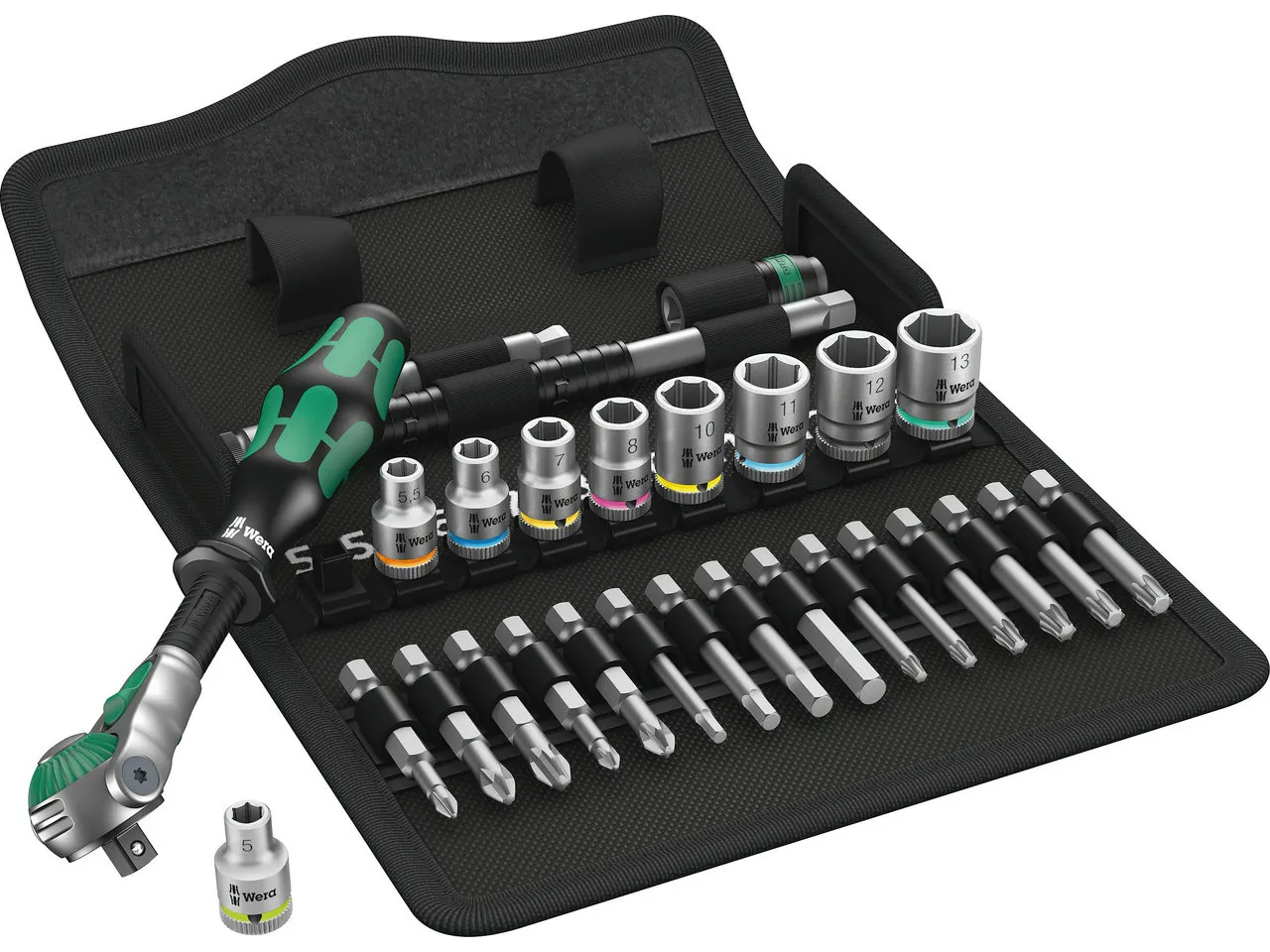 Wera Zyklop Speed Ratsche 1/4" mit Steckschlüsselsatz, Schwarz, One Size