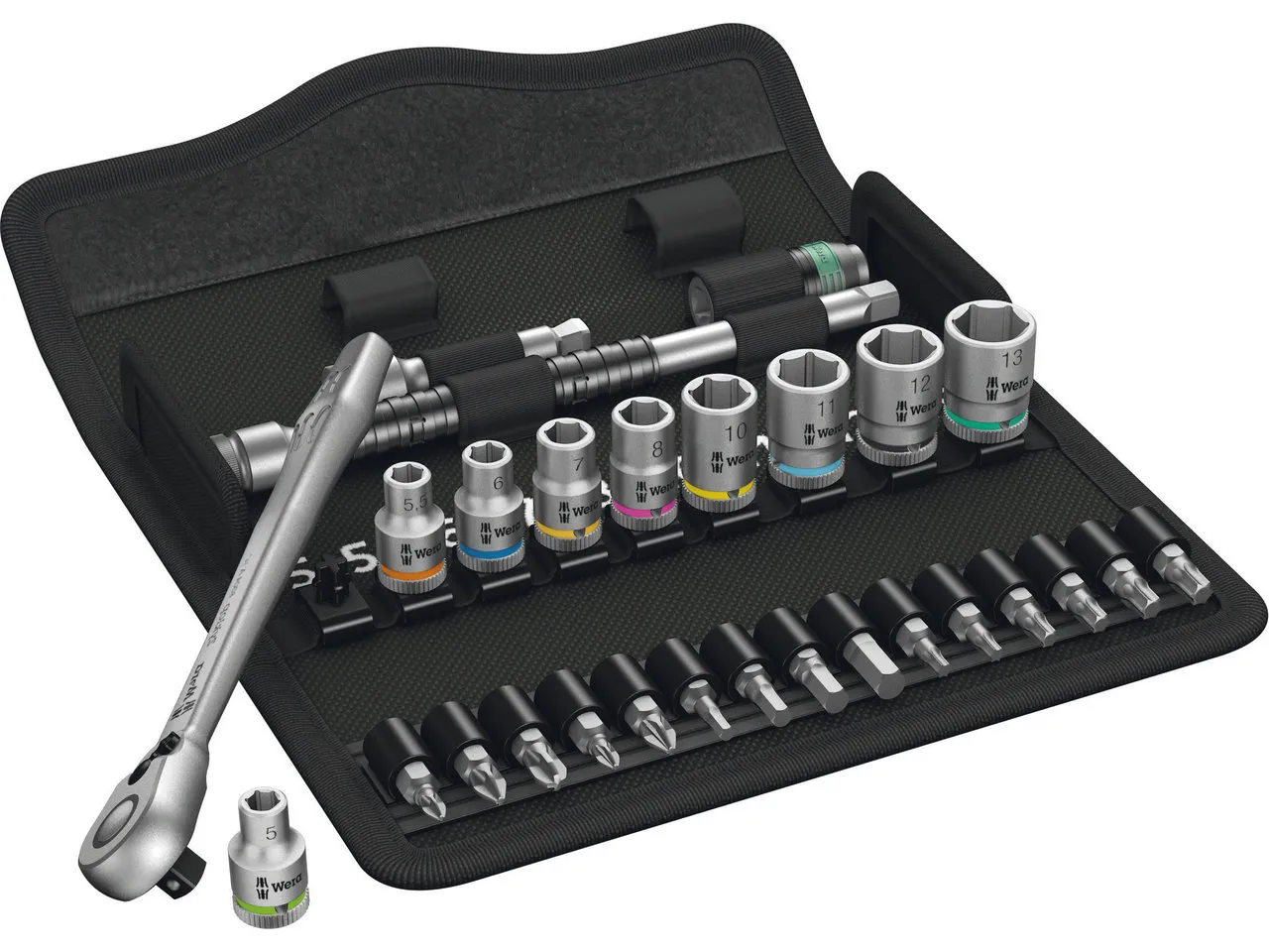Wera Zyklop Switch Metal Ratsche 1/4" mit Steckschlüssel-/Bit-Satz, Grau, one_size Wera Zyklop Switch Metal Ratsche 1/4" mit Steckschlüssel-/Bit-Satz, Grau, one_size