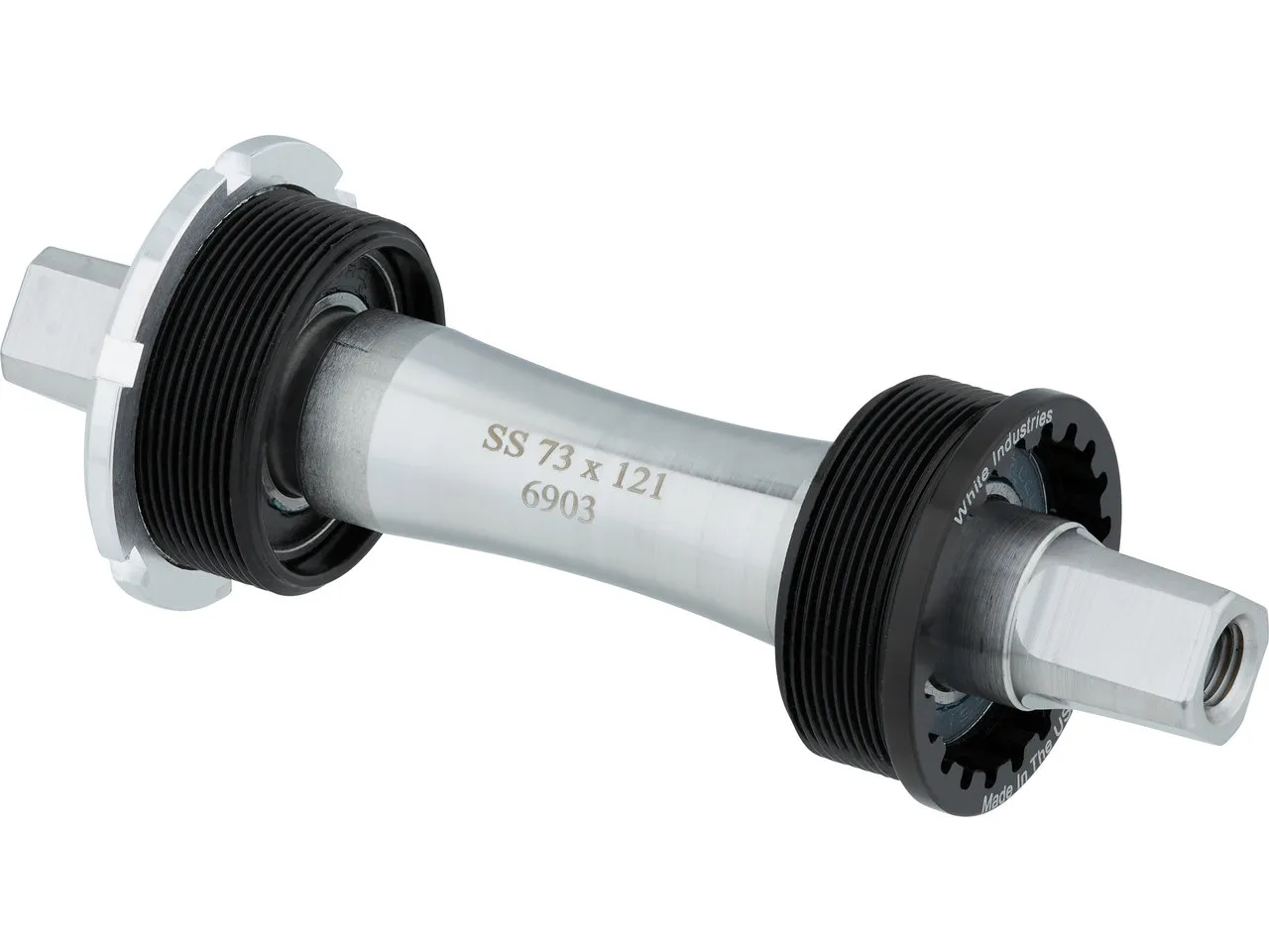 White Industries Edelstahl Innenlager Vierkant, Black-silver, BSA 73 x 121 White Industries Edelstahl Innenlager Vierkant, Black-silver, BSA 73 x 121