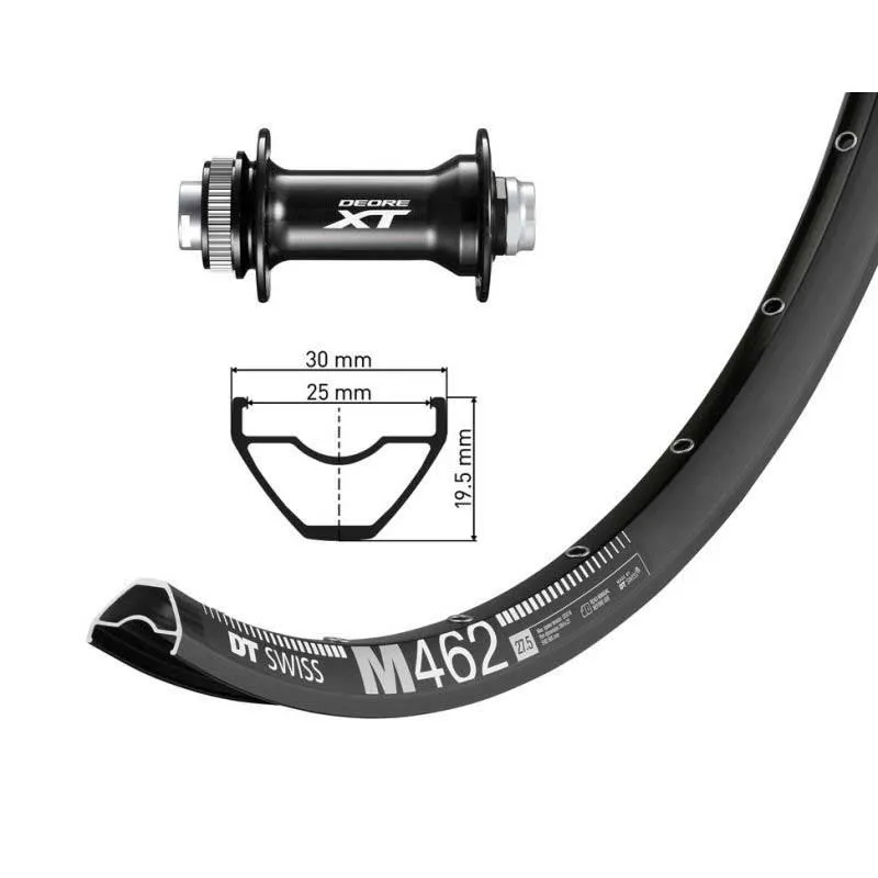 Wiener Dt Swiss M462 27.5´´ Cl Disc Boost Mtb Vorderrad, Black / white, 15 X 110mm Wiener Dt Swiss M462 27.5´´ Cl Disc Boost Mtb Vorderrad, Black / white, 15 X 110mm