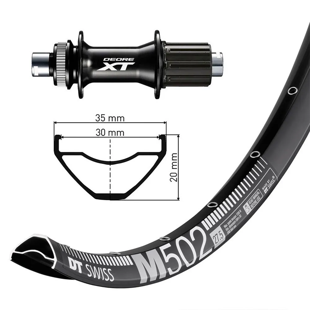Winora Dt Swiss M502 Shimano Deore Xt 8-11s 27.5´´ Cl Disc Hinterrad, Black, 12 x 148mm, Shimano/Sram HG Winora Dt Swiss M502 Shimano Deore Xt 8-11s 27.5´´ Cl Disc Hinterrad, Black, 12 x 148mm, Shimano/Sram HG