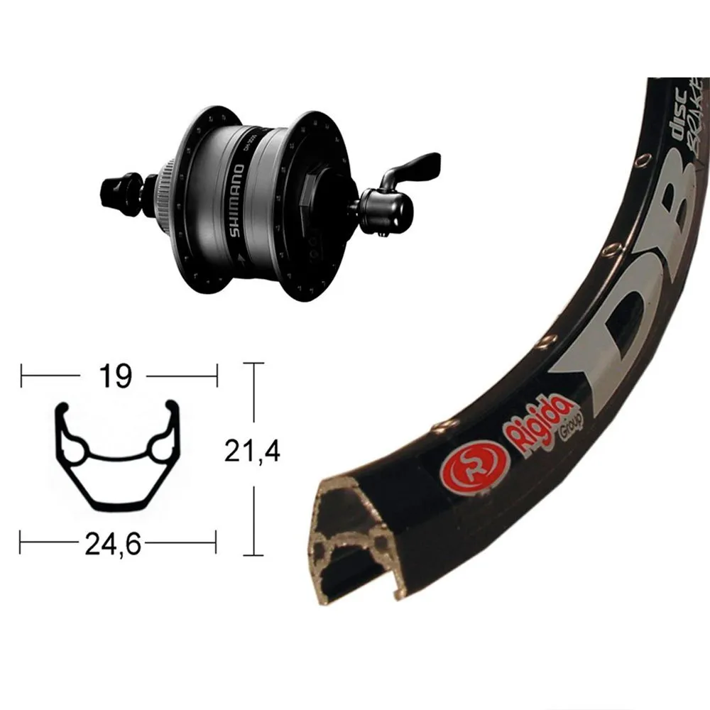 Winora Rigida Zac 2000 Qr Dynamo Shimano Dh3d35 Cl Disc Vorderrad, Black, 9 x 100mm Winora Rigida Zac 2000 Qr Dynamo Shimano Dh3d35 Cl Disc Vorderrad, Black, 9 x 100mm