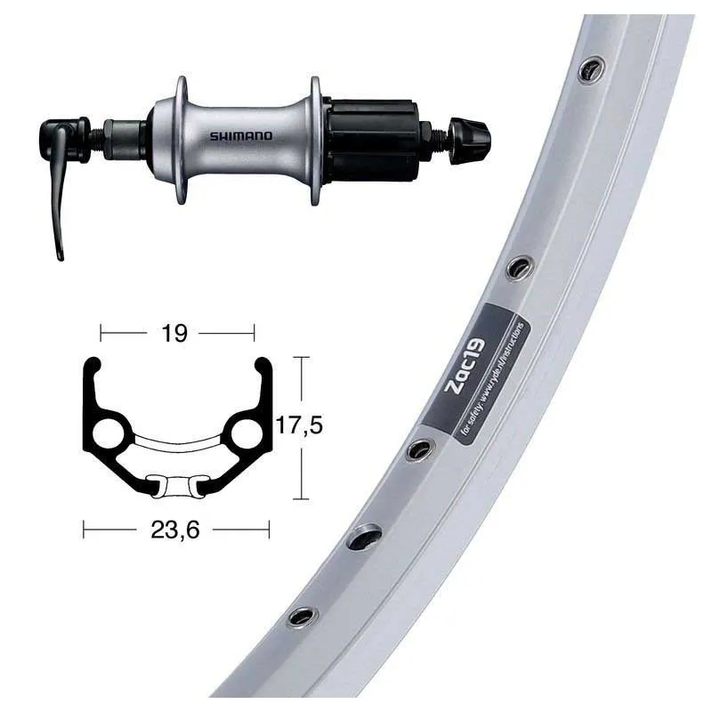 Winora Ryde Zac 19 700 Shimano Acera T3000 8s Hinterrad, Silver, 10 x 135mm Winora Ryde Zac 19 700 Shimano Acera T3000 8s Hinterrad, Silver, 10 x 135mm