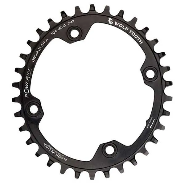 Wolf Tooth Drop B 104 Bcd Ovales Kettenblatt, Black, 34t Wolf Tooth Drop B 104 Bcd Ovales Kettenblatt, Black, 34t