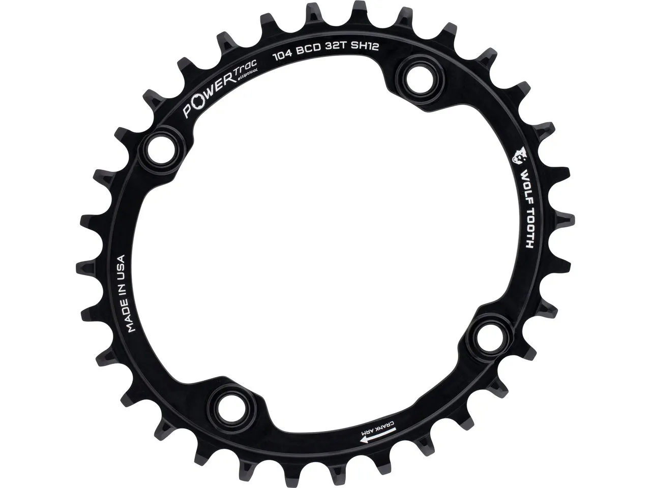 Wolf Tooth Elliptical 104 BCD Kettenblatt für Shimano HG+ 12-fach Kette, Black, 34t Wolf Tooth Elliptical 104 BCD Kettenblatt für Shimano HG+ 12-fach Kette, Black, 34t