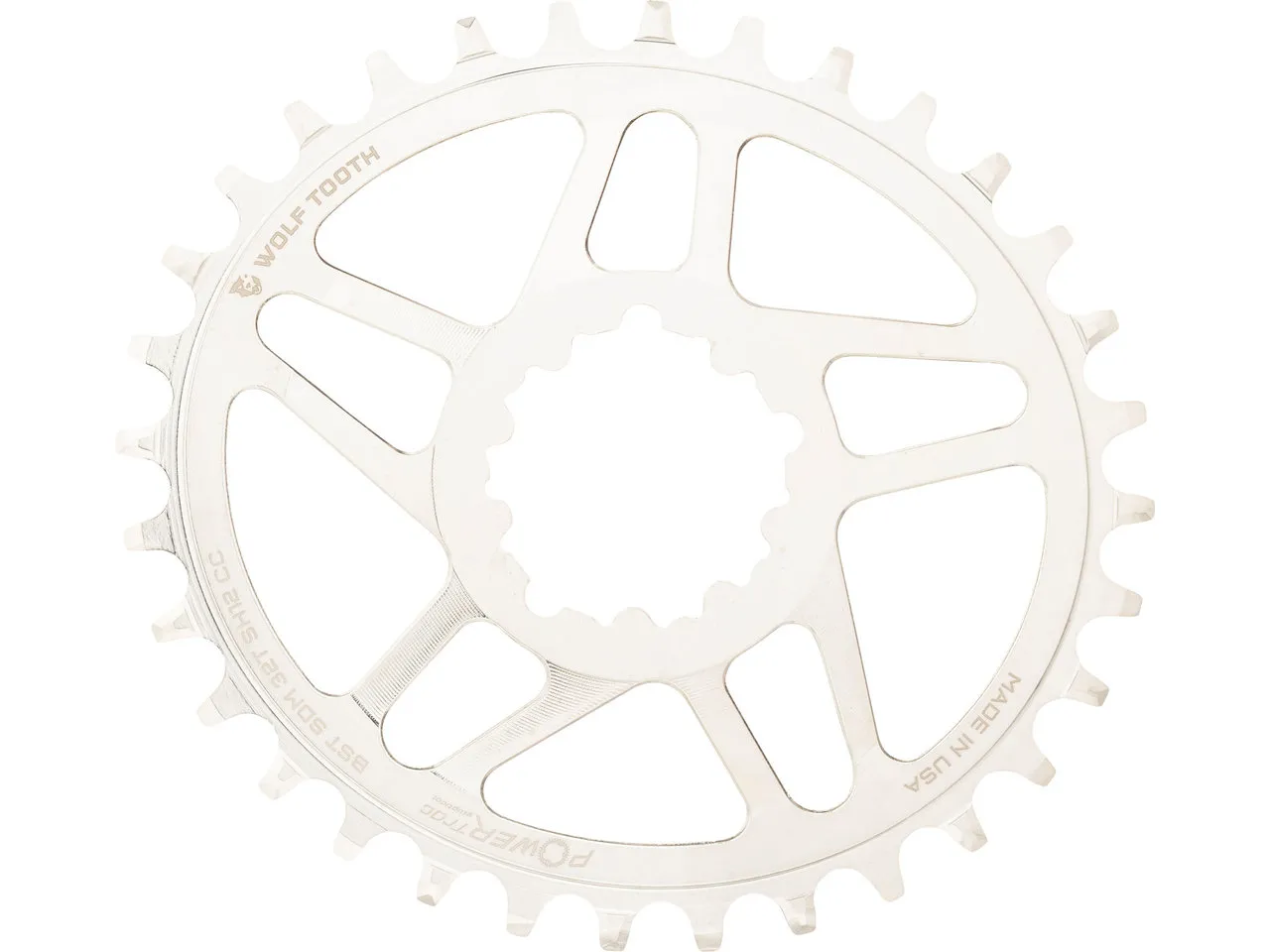 Wolf Tooth Elliptical Direct Mount Kettenblatt Cane Creek / SRAM für HG+ 12-fach, Grau, 32t Wolf Tooth Elliptical Direct Mount Kettenblatt Cane Creek / SRAM für HG+ 12-fach, Grau, 32t