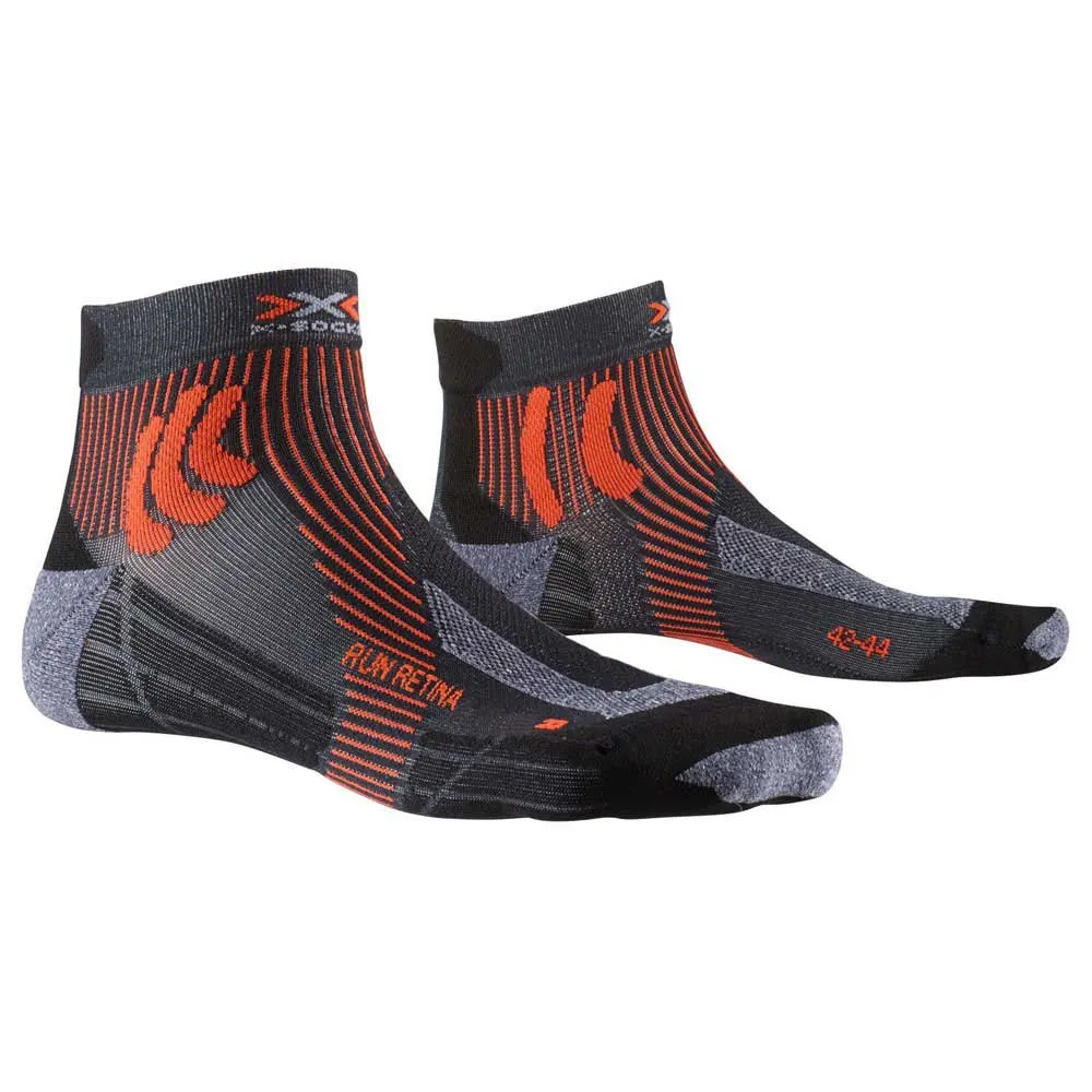 X-Socks Running Retina 4.0 Socken male, Stone grey melange / x-orange