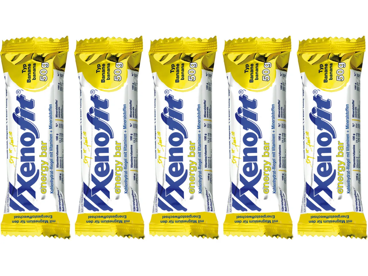Xenofit energy bar Energieriegel - 5 Stück, 250g Xenofit energy bar Energieriegel - 5 Stück, 250g